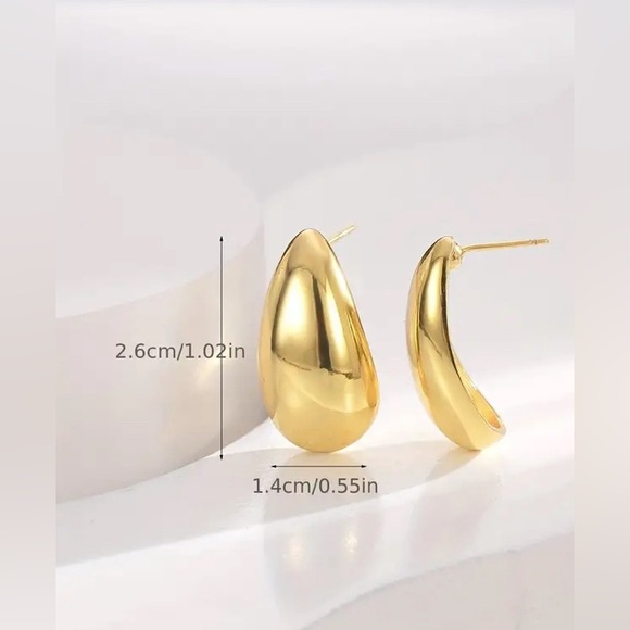 NEW- (Pick1) 18K Gold/silver  Plated Teardrop Hoop Earrings - Picture 2 of 4